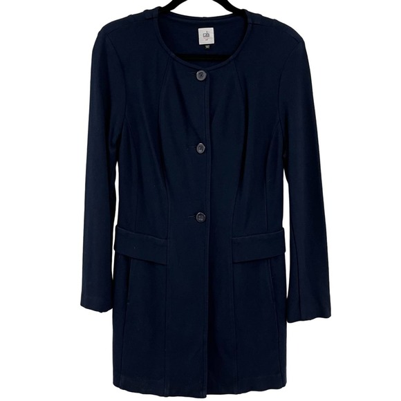 Cabi Navy Lido Long Button Up Jacket Medium - Picture 1 of 5